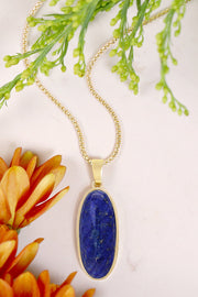 Lapis Oval Pendant Necklace - GF