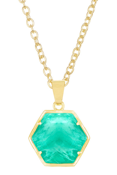 Amazonite Hexagon Pendant Necklace - GF