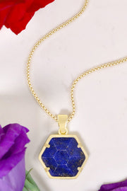 Lapis Hexagon Pendant Necklace - GF