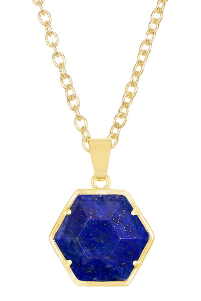 Lapis Hexagon Pendant Necklace - GF