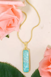 Amazonite Rectangle Pendant Necklace - GF