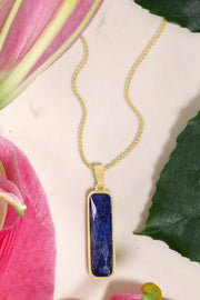 Lapis Rectangle Pendant Necklace - GF