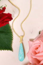 Amazonite Pear Cut Pendant Necklace - GF