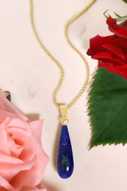 Lapis Pear Cut Pendant Necklace - GF