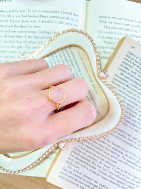 Rose Quartz Lollipop Ring - GF