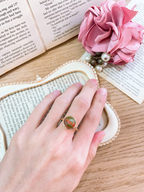 Unakite Lollipop Ring - GF