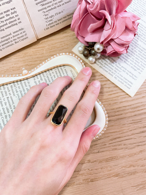 Black Onyx Rectangle Ring - GF