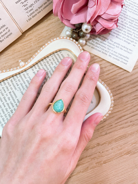 Amazonite Teardrop Ring - GF