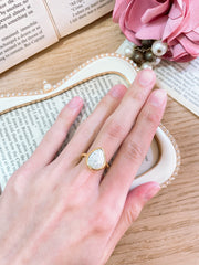 Lily Fossil Teardrop Ring - GF