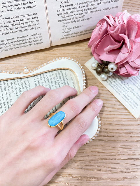 Turquoise Quartz Doublet Casey Ring - GF