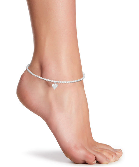 Heart Charm Beaded Anklet - SF