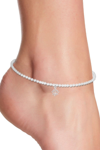 Lotus Charm Beaded Anklet - SF