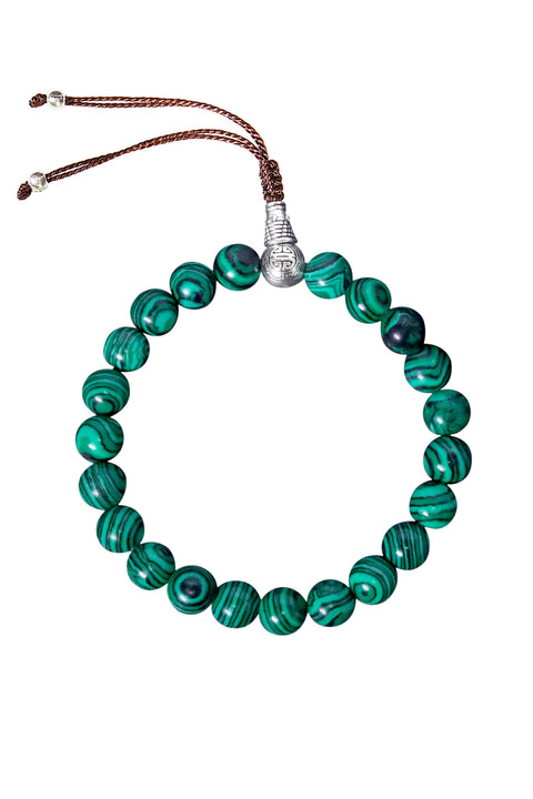 Malachite Mala Prayer Beaded Adjustable Bracelet - SF