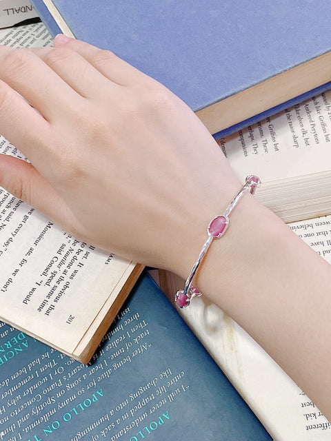 Pink Cat's Eye Station Bracelet - SF