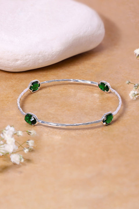 Emerald Crystal Station Bangle Bracelet - SF