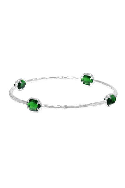 Emerald Crystal Station Bangle Bracelet - SF