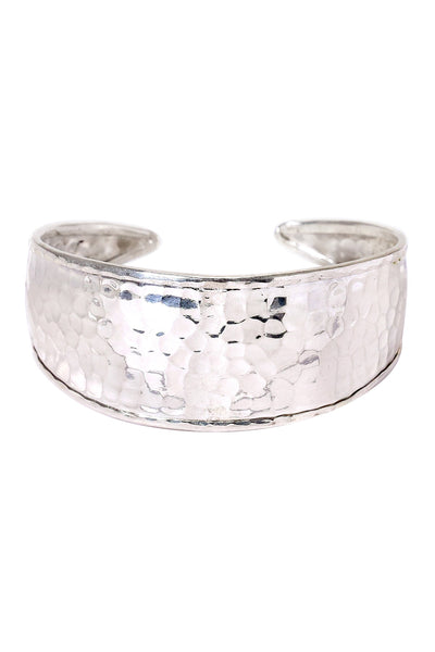 Sterling Silver Hammered Cuff Statement Bracelet - SS