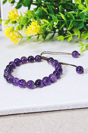 Amethyst Mala Beads Adjustable Bracelet