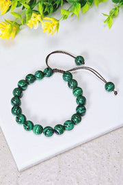 Malachite Mala Beads Adjustable Bracelet