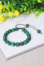 Malachite Mala Beads Adjustable Bracelet