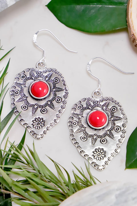 Coral Hammered Drop Earrings - SF