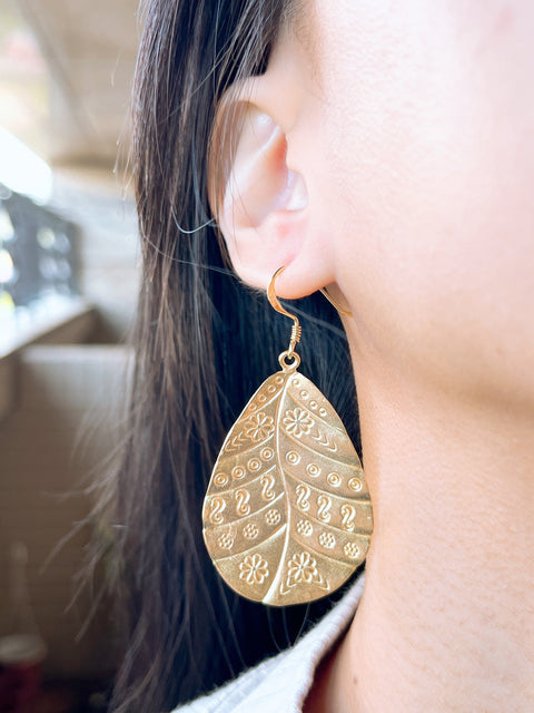 Bali Style Floral Drop Earrings - GF