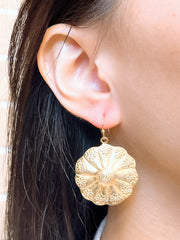 Hammered Flower Disc Earrings - GF