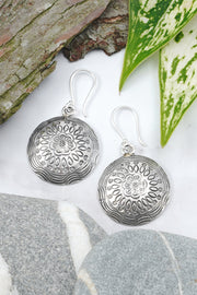 Hammered Flower Disc Earrings - SF