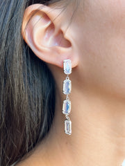 Moonstone Crystal Station Earrings - SF