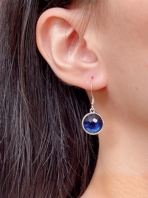 London Blue Crystal Round Earrings - SF