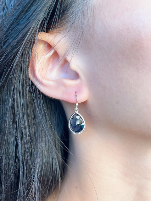 London Blue Crystal Teardrop Earrings - SF