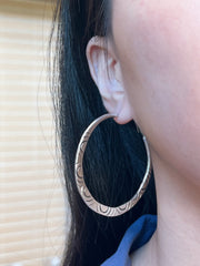 Hand Struck 1.75" Dia. Lever Back Hoop Earrings - SF