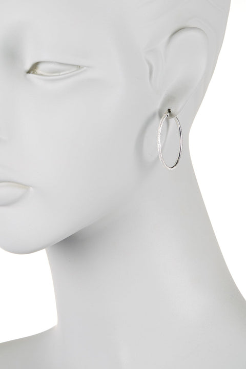 Sterling Silver Frosted Hoop Earrings - SS