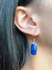 Lapis Rectangle Drop Earrings - SF