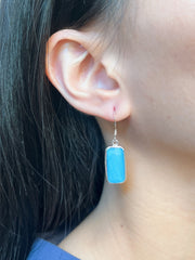 Turquoise Quartz Rectangle Earrings - SF