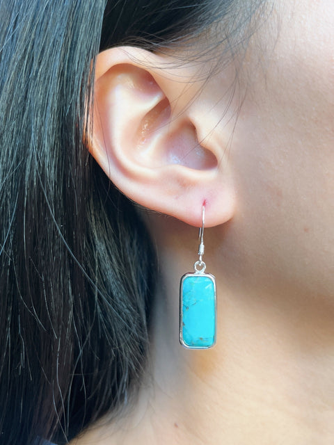 Turquoise Rectangle Drop Earrings - SF