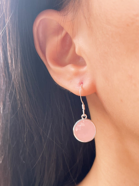 Rose Quartz Round Earrings - SF