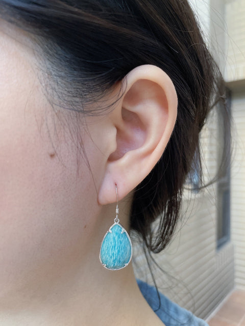 Amazonite Fancy Cut Drop Earrings - SF