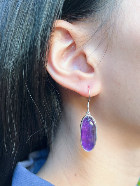 Amethyst Oval Drop Earrings - SF