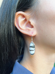 Zebra Jasper Oval Drop Earrings - SF