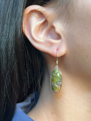 Unakite Oval Drop Earrings - SF