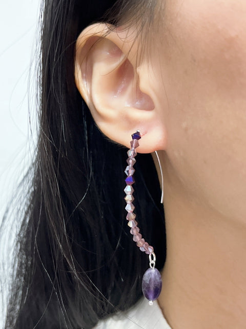 Amethyst & Austrian Crystal Cascade Earrings - SF