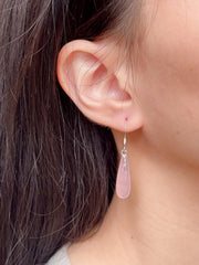 Sterling Silver & Rose Quartz Water Drop Earrings - SS