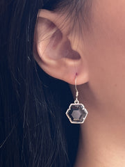 Hematite Hexagon Drop Earrings - SF