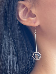 Hematite Hexagon Dangle Earrings - SF