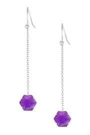 Amethyst Hexagon Drop Earrings - SF