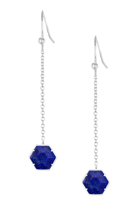 Lapis Hexagon Drop Earrings - SF