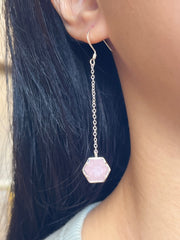 Rose Quartz Hexagon Drop Earrings - SF