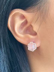 Rose Quartz Hexagon Post Earrings - SF