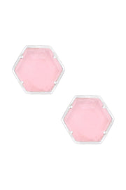 Rose Quartz Hexagon Post Earrings - SF